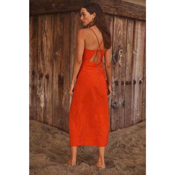 Free People Francesca Midi Orange Dress sz xl - Picture 2 of 7